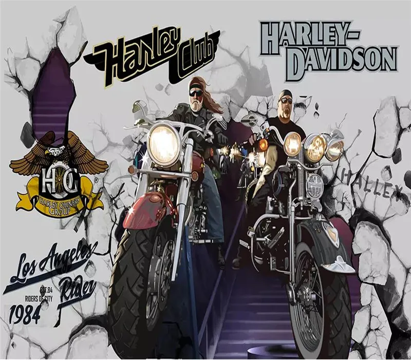 

Hand-painted graffiti character locomotive Harley motorcycle professional production mural wholesale wallpaper custom photo wall