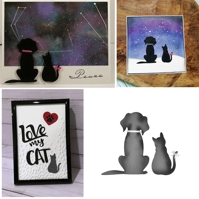 

Naifumodo 1pc Metal Cutting Dies and Stamps Scrapbooking for Card Making DIY Embossing Cuts New Craft Loyal Pets Dog Border Cat