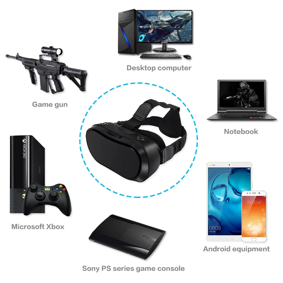 VR 3D Glasses VR All In One Headset Virtual Reality 2K Binocular Wireless Bluetooth HDMI 2.0 Quad-Core 2G / 16G Android 5.1 caraok v12 android 4 4 all in one 3d vr virtual reality glasses allwinner h8 quad core 2g 16g support wifi bluetooth otg f19631