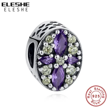 

ELESHE Authentic 925 Sterling Silver Vintage Flower Cross Charms Beads Fit Original Charm Bracelets DIY Fine Jewelry Making
