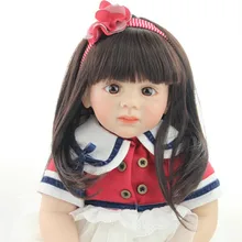 New Design 60CM Silicone Reborn Baby Dolls Long Hair Fridolin Lifelike Sweet Girl Real Gentle Touch Cute Reborn Dolls Babies
