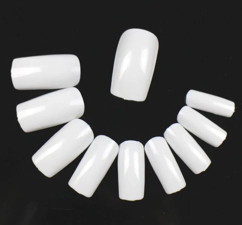 500pcs White Middle Design Fake Nails Faux Ongles Full Cover False