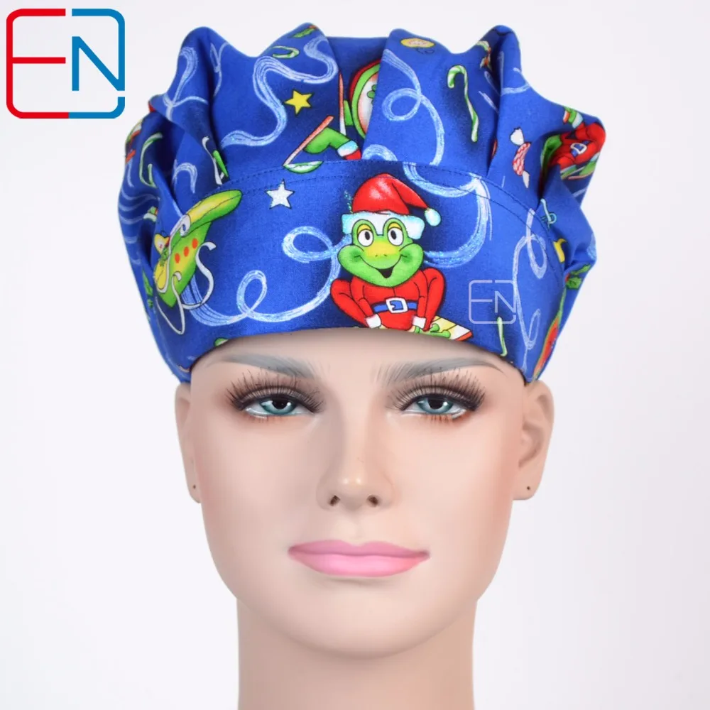 Hennar Womens Scrub Caps Masks Doctor Lab Nurse Medical Uniforms Skull Caps Adjustable Womens