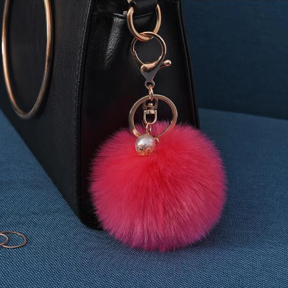 32 цвета Pom Ball брелок для женщин сумка кошелек автомобильный Стайлинг брелок цепочки пушистый искусственный мех кролика брелок для ключей помпон брелок