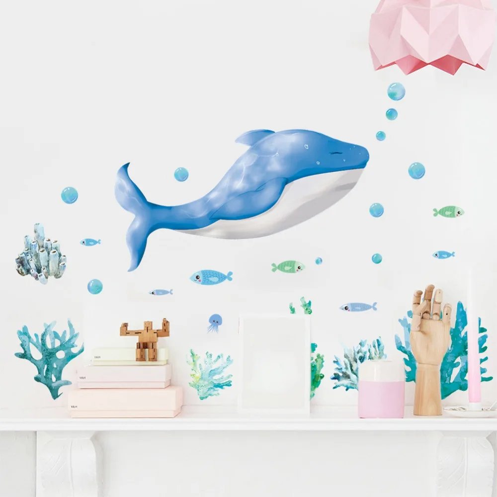 Настенный "Подводный мир" наклейки Рыба Акула Дельфин морские настенные художественные наклейки детский сад детская кухня ванная