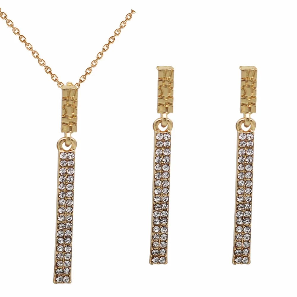 

2014 brand wedding bridal party design 18K Gold Plated rhinestones austrian crysal Pendant Necklace Earrings set 80217