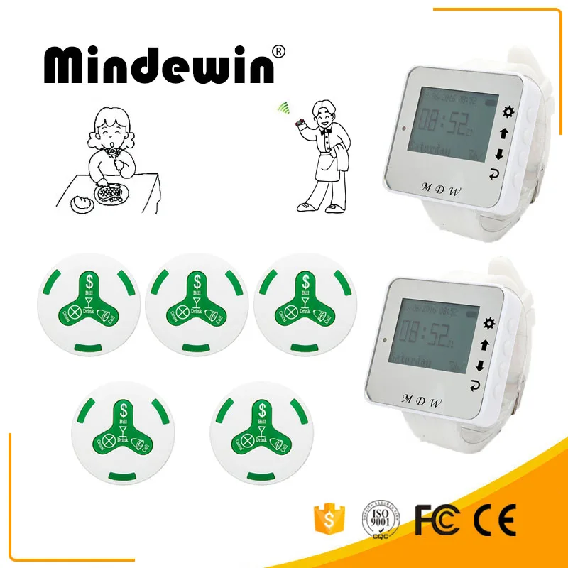 Беспроводная пейджерная система Mindewin 2 наручных часы телефон с 8 цветными