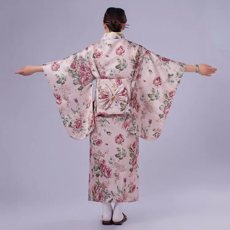 Новинка, хлопковый Халат-кимоно в стиле пиона, YukataJapanese Haori, костюм, платье с Obi Yukata высокого качества