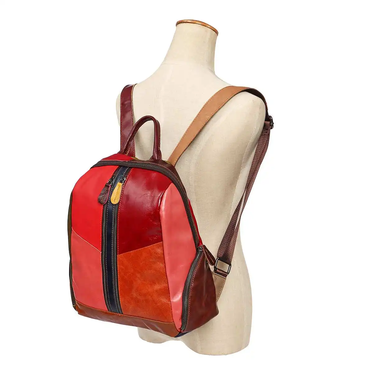 AEQUEEN Feminina Mochilas, женские рюкзаки из натуральной кожи, в стиле пэчворк, школьный рюкзак для девочек, цветной рюкзак, Ретро стиль, сумка на плечо для женщин