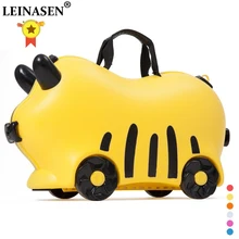 Горячая мода Багаж шкафчик Для мальчиков и девочек игрушечных автомобилей коробка чемодан может сидеть детская флажок Детский праздник подарки медведь 50 кг