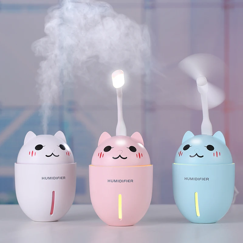 

Humidifier Usb Air Humidifier Mini Cute Cat Household Bedroom Mute Chat with The Same Portable Fan Table Lamp Triple