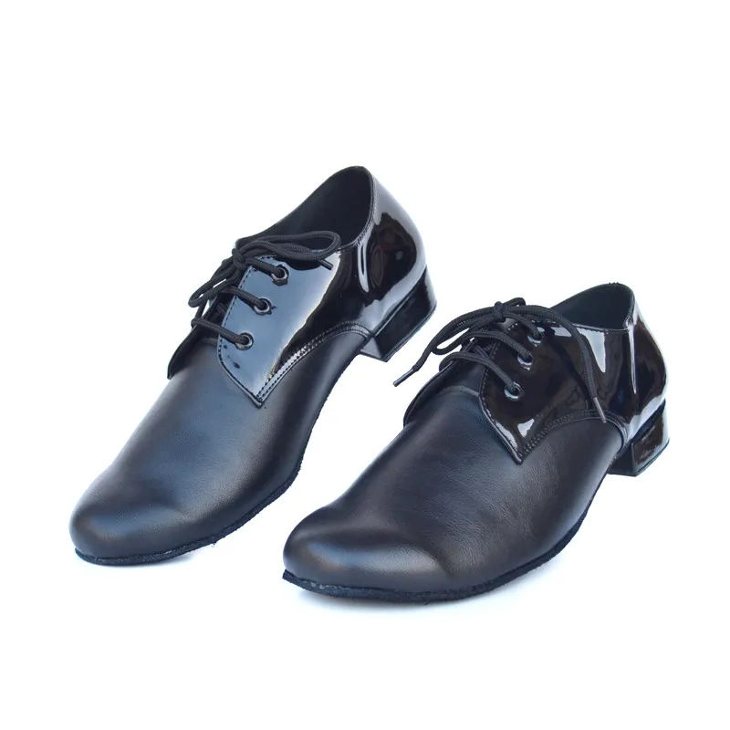 

Professional Black Sythetic Leather Men's Tango Salsa Ballroom Latin Dance Shoes with Suede Sole 2.5cm Heels