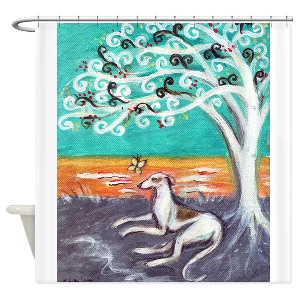 Design Greyhound spiritual tree Decorative Fabric Shower Curtain