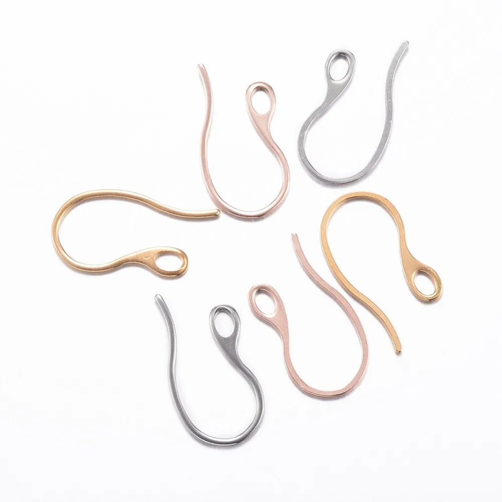 

Pandahall 10pc 304 Stainless Steel Earring Hooks Gold Silver Rose Gold Mixed Color about 22mm long