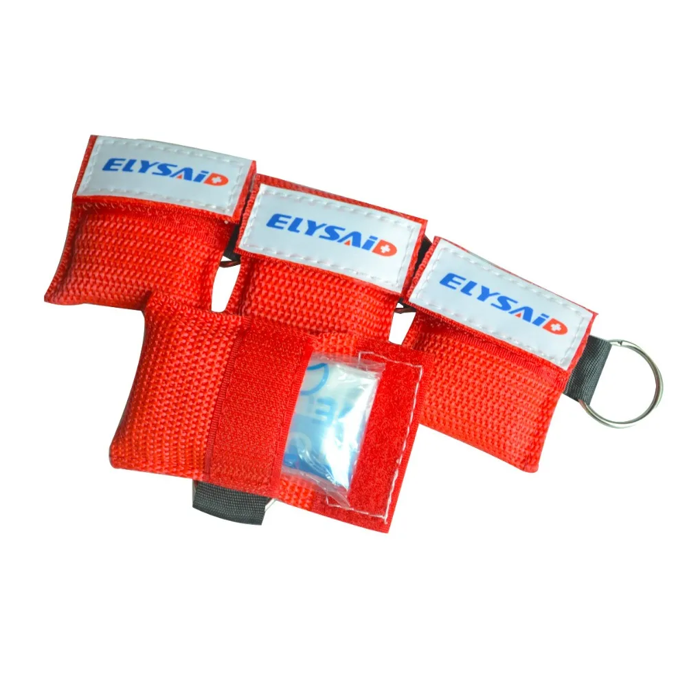 

ELYSAID Medical CPR Resuscitator Mask Keychain Emergency Face Shield First Aid CPR Mask With One-way Key Ring Rescue Kit