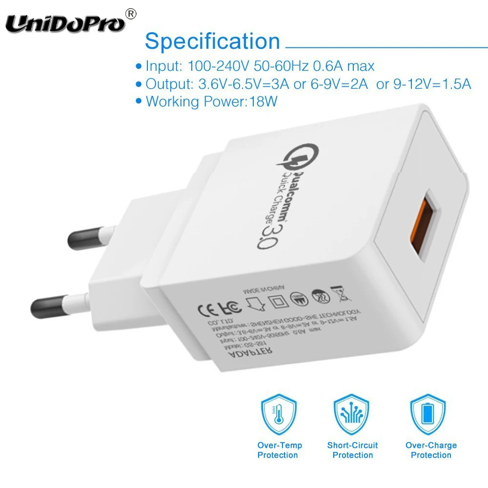 Быстрое зарядное устройство QC 3 0 18 Вт штепсельная вилка стандарта США и ЕС