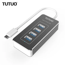 Tutuo Тип USB-C на USB 3.0 хаб Алюминий адаптер с 4* USB-Порты Высокая совместимость для macBook Pro Chromebook пикселей и т. д