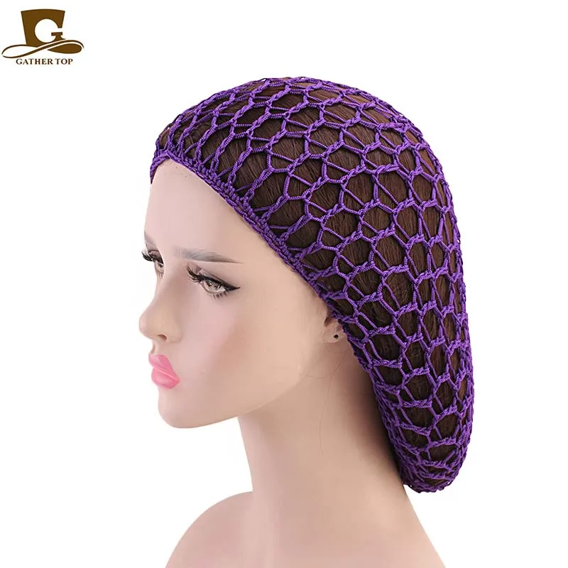 Мягкая шапка-снуд из искусственного шёлка, вязаная шапка для волос, смешанные цвета, Прямая поставка - Цвет: purple