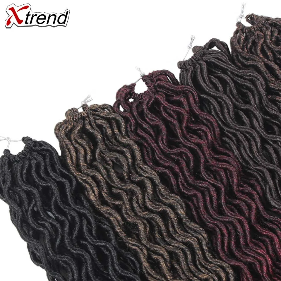Xtrend Synthetic Crochet Braids Faux Locs Curly Crotchet Hair Extensions Meche Dreads 18inch Goddess 1 to 10 Packs