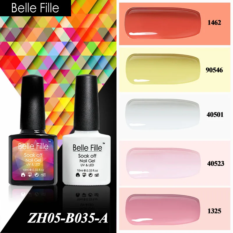 

Belle Fille Color Sapphire Ruby Rose Red Peach UV Gel Polish Led Coat Nail Art Varnish Gel Lak Nail Gel Polish Camouflage Nail