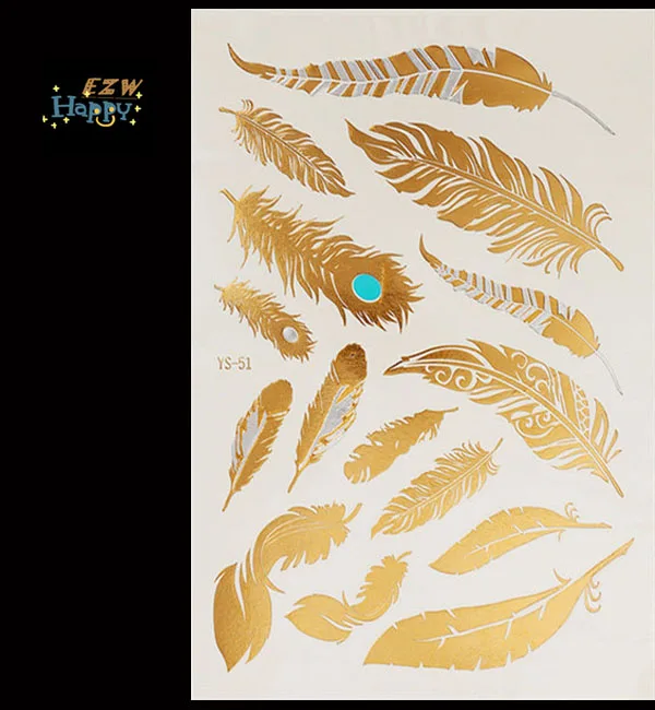 

2015 Temporary Metallic Tattoo Gold Silver Black Flash Tattoos Flash Inspired 1PC High Quality body art tattoo sticker tatoo
