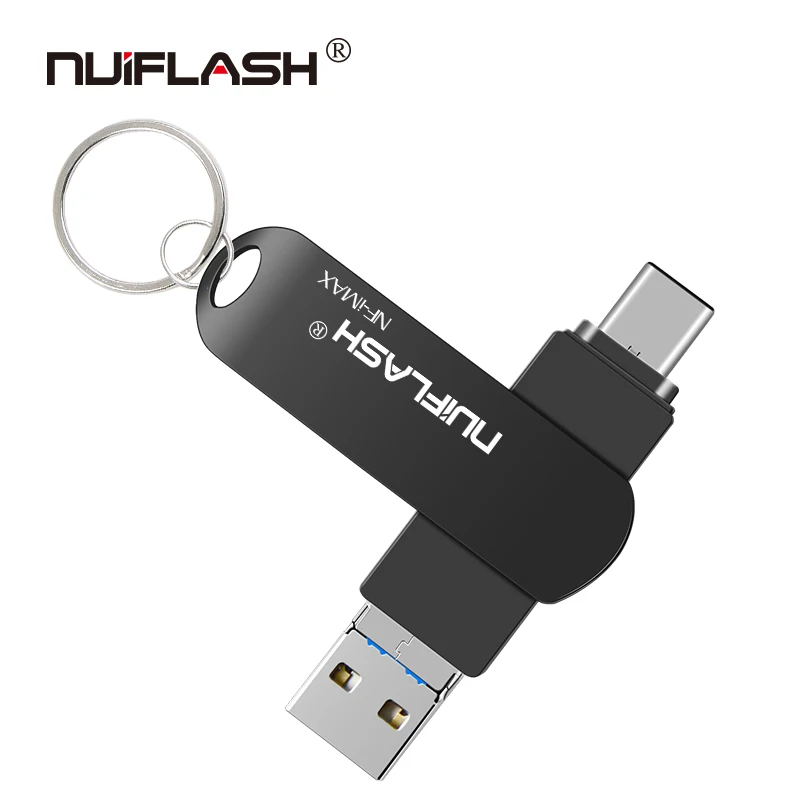 Nuiflash металлический флэш-накопитель USB 128 Гб Тип C флеш-накопитель 32 Гб 64 ГБ Usb 2,0 флэш-накопитель для iPhone X/8 Plus/8 Plus/7 Plus USB флеш-накопитель - Цвет: gray