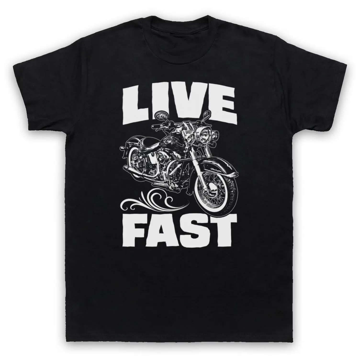 

Print T-Shirt 2019 Fashion LIVE FAST MOTORCYCLE RIDER LOVE BIKEER BIKER MENS T-SHIRT Mens' T-Shirt