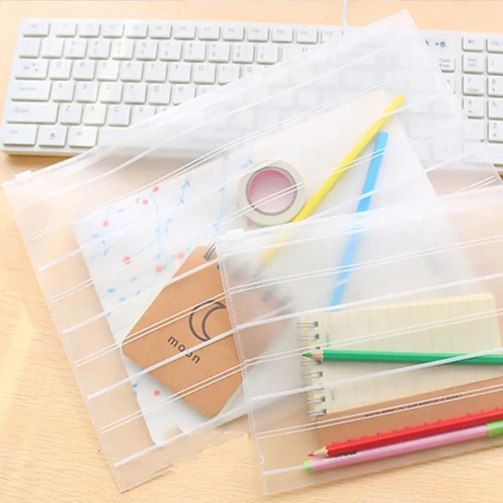 

1Pc New Transparent Pencil Cases High Capacity Large Matte File Bag For Office School Student Stationery Collection Bags