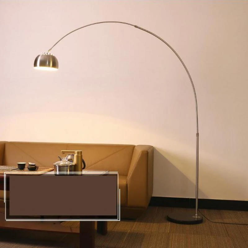 lampara de pie alta moderna lampara de pie de pesca larga lampara de pie para sala de estar luz de suelo lectura oficina estudio iluminacion cromo e27