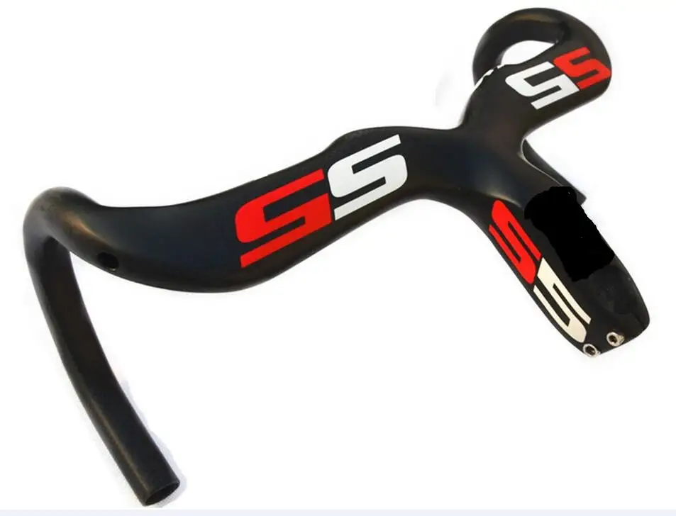 S5 карбоновые рамы для велосипеда, шоссейный руль и стержень, аэро дорожный руль, углеродный дорожный руль UD матовый глянцевый черный красный белый - Цвет: S5 handlebar