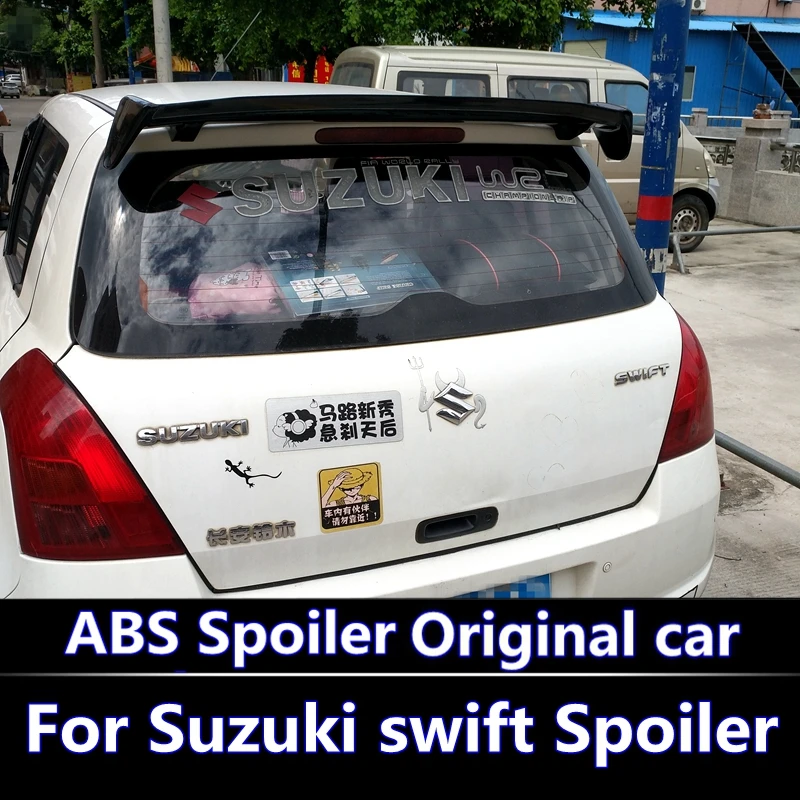 

For swift 2007-2013 Spoiler High Quality ABS Material Car Rear Wing swift Primer Color Rear Spoiler For Suzuki swift Spoiler