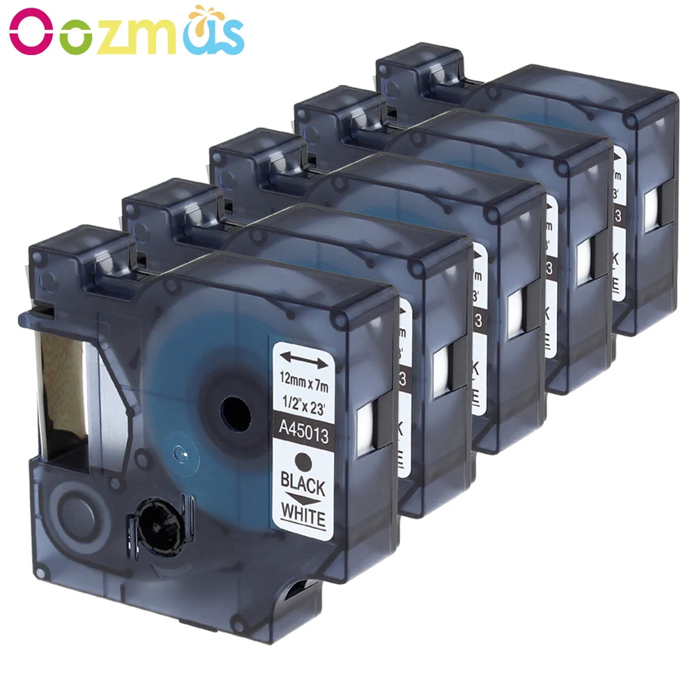 

5pcs Dymo D1 45013 compatible label tapes compatible for Dymo D1 label printer 12mm black on white high quality free shipping