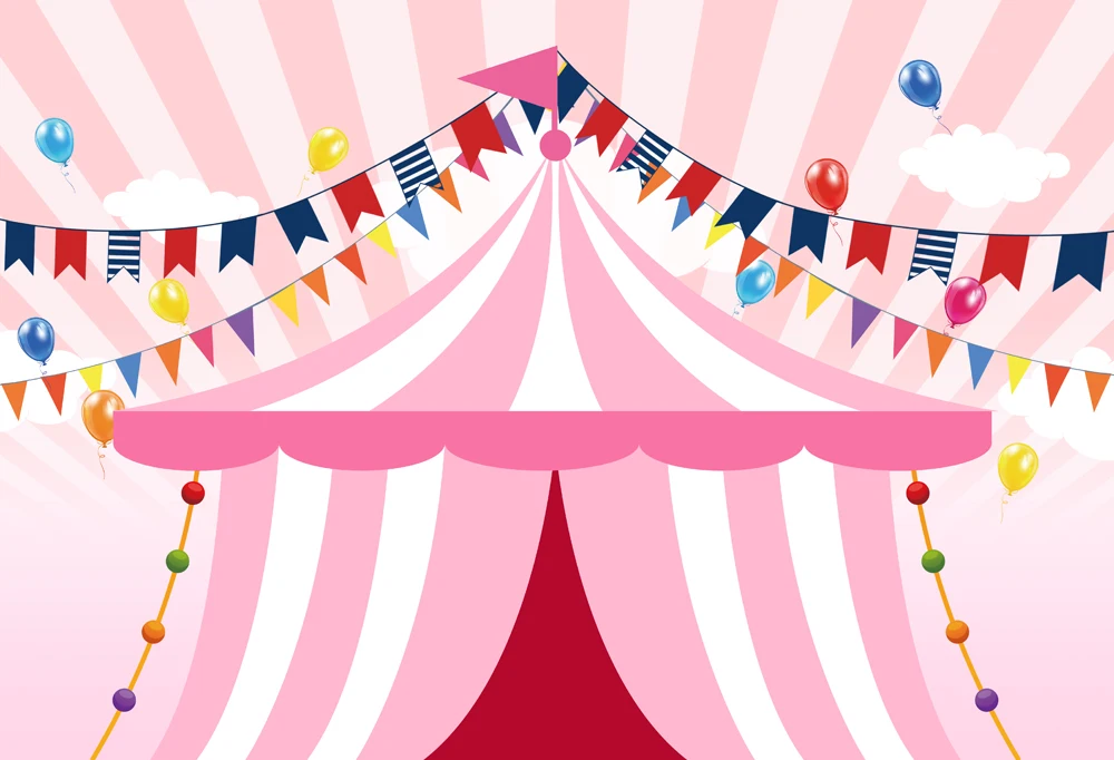 Birthday Carnival Photography Backdrop pink Tent Circus Party Banner