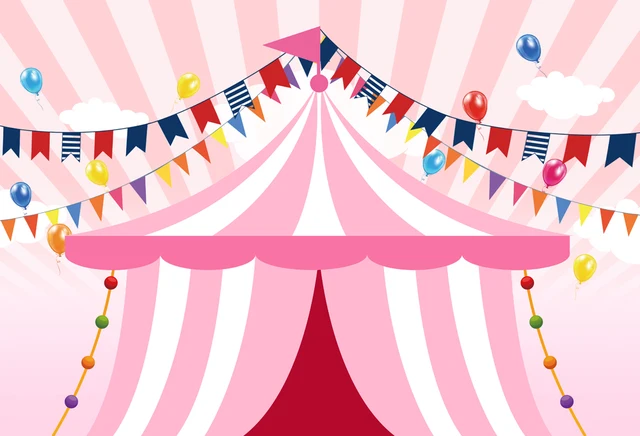 birthday carnival photography backdrop pink tent circus party banner