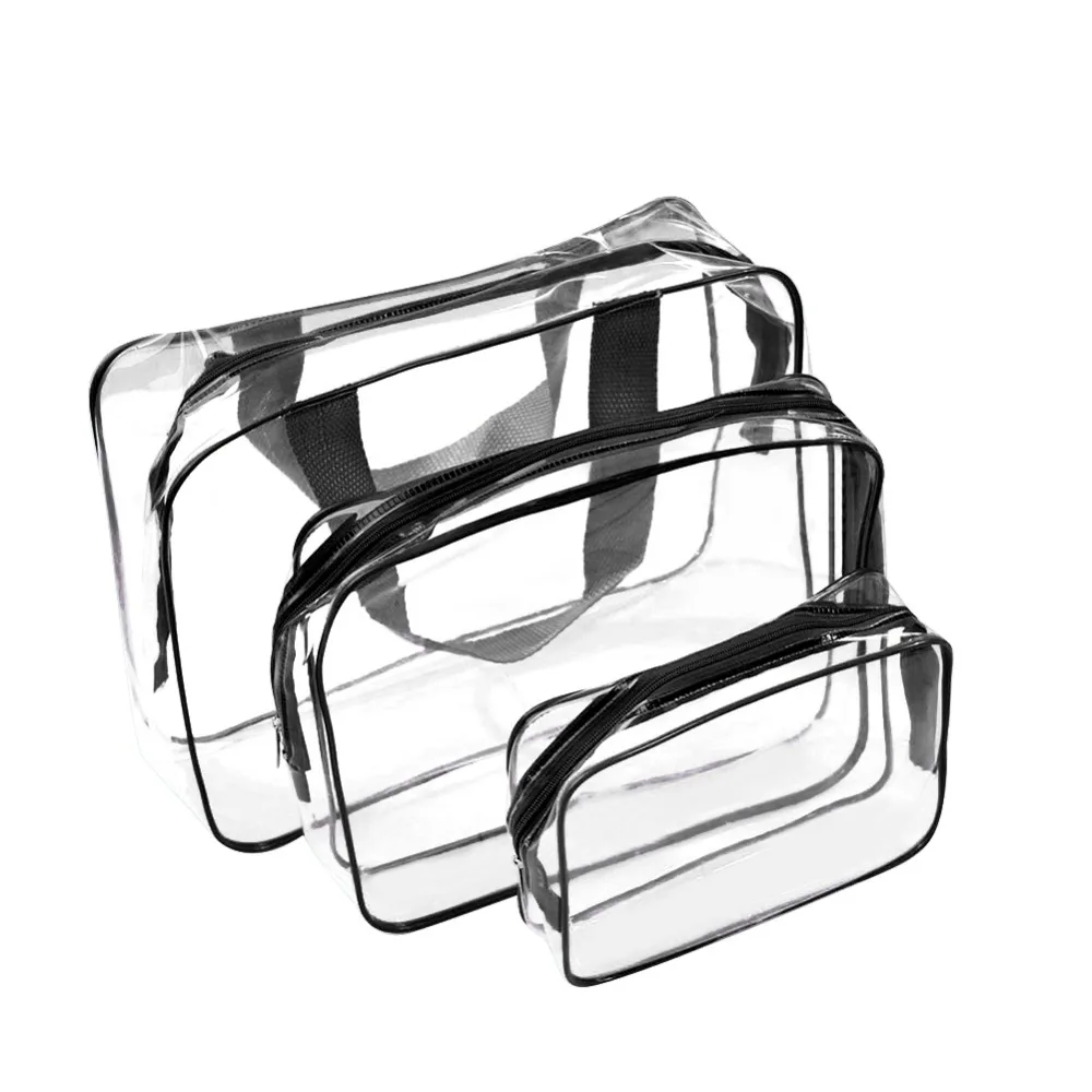 

3pcs/set Women PVC Transparent Clutch Cosmetics Storage Bag Casual Travel Wash Makeup Bags Sac A Dos bolsas feminina 2019 New