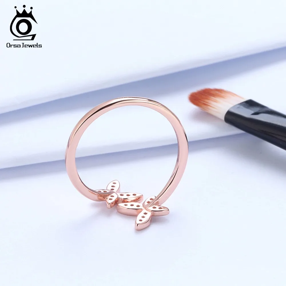 ORSA JEWELS Fashion Silver 925 Adjustable Rings Flower Design Sterling Silver Ring with Austrian Cubic Zirconia for Women SR10