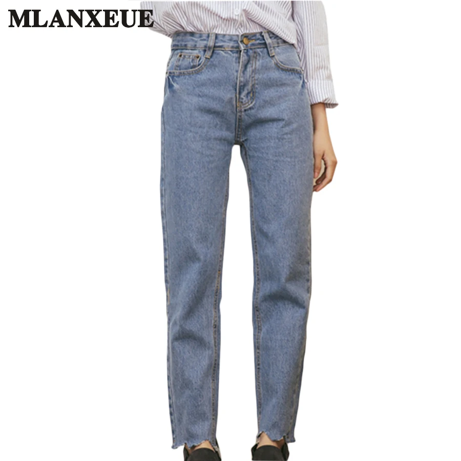 

Summer New Jeans Woman Fashion Korean Version High Waist Jeans Vintage Ankle-Length Pants Jeans New Casual Straight Jeans