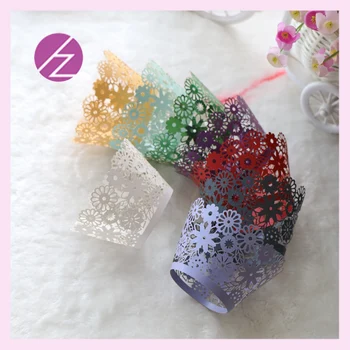 

50pcs/lot cupcake wrappers birthday party favors for kids Laser Cut Paper Wedding Cupcake Wrappers Dark Blue Vine flower Lace