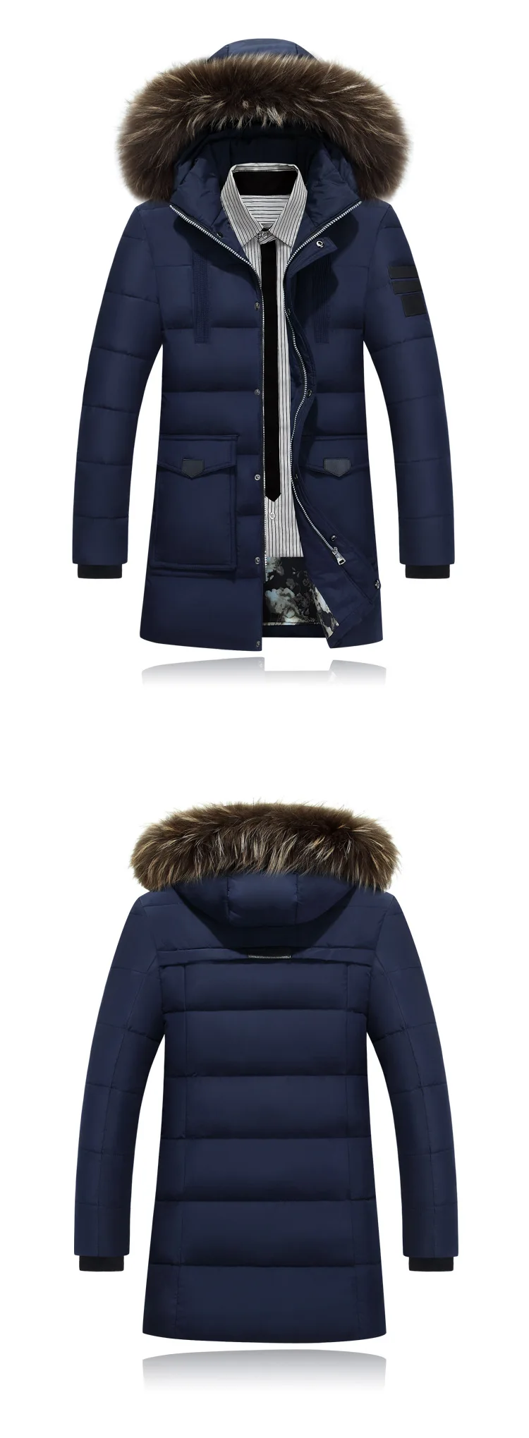 Пуховик Мужская зимняя куртка мужская Высококачественная с капюшоном пуховое пальто толстое длинное пальто для мужчин с меховым воротником размера плюс 3XL