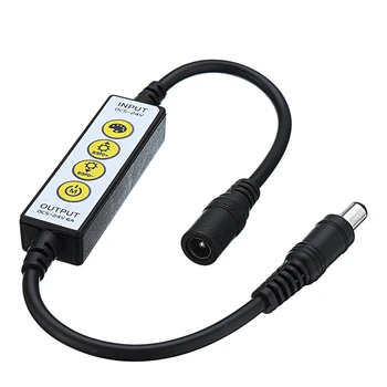 

CLAITE DC5-24V 6A 4 Keys Dimmer Controller with Male Female Color Switch DC Connector for Mini Single Color LED Strip Light