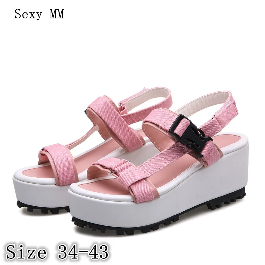 

Women Platform High Heel Wedge Sandals Peep Toe Shoes Woman Summer High Heels Wedges Gladiator Sandals Plus Size 34- 40 41 42 43