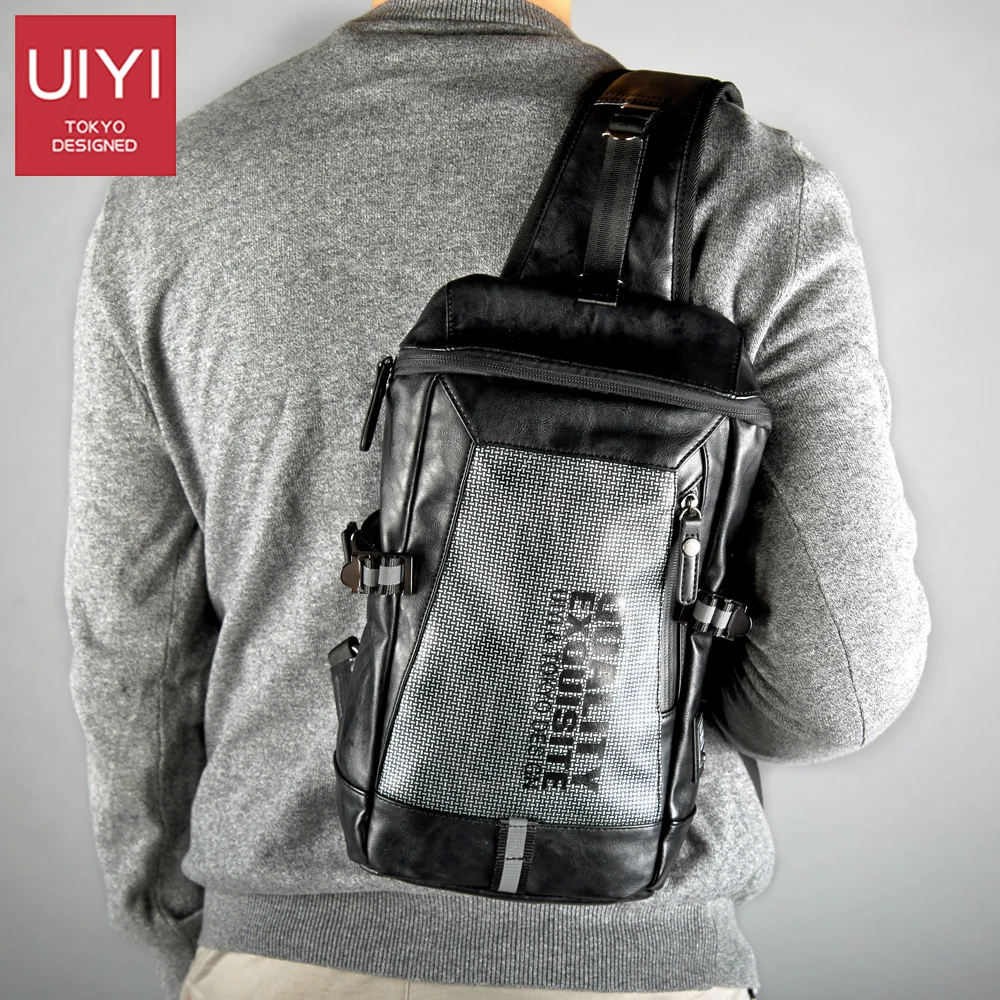 

UIYI Black Chest shoulder bag Men's Casual Chest Pack shoulder strap Male pack bag for IPAD Crossbody Bags 2017 New #UYX7023