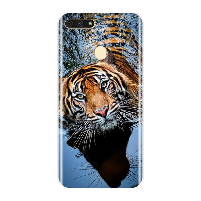 Для huawei Y3 Y5 Y6 Y7 2017 II Pro силиконовый чехол для телефона Тигр Леопард крутая мягкая