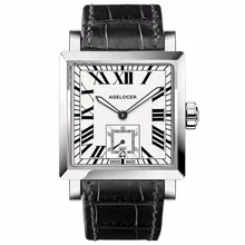 Agelcoer Luxury Dress Watches for Men Steel Leather Strap Waterproof Automatic Watches Roman Numeral Markers Watches