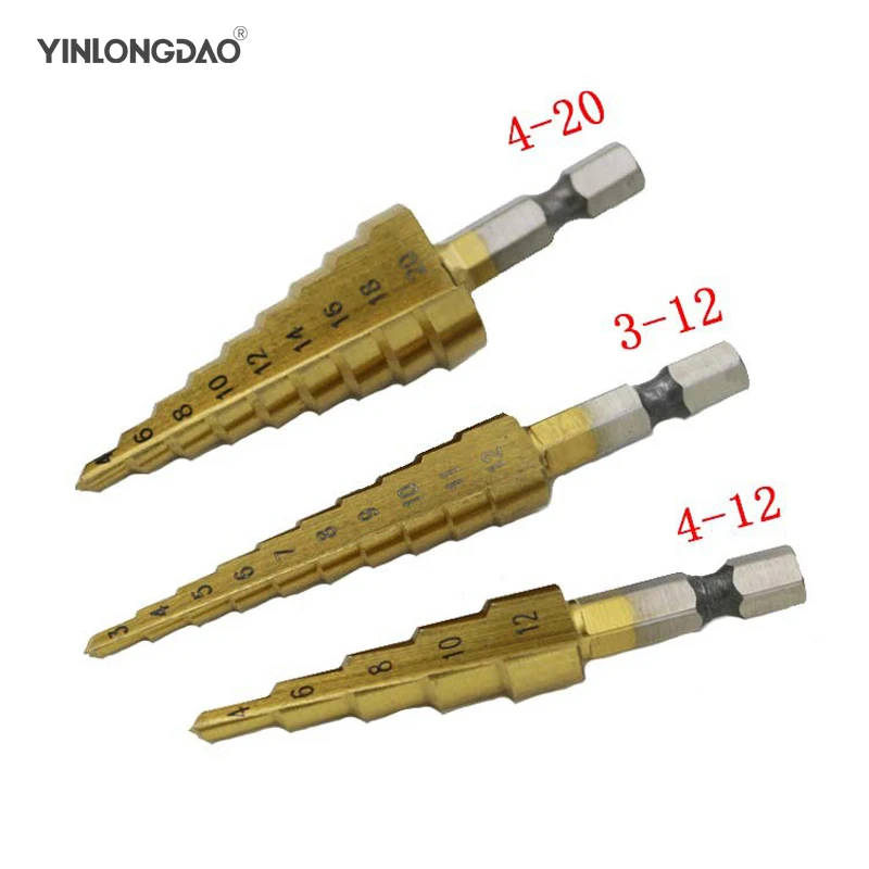 1pc 3-12/4-12-20mm Step Cone Drill Bit Hole Cutter Dint Tool Hex Shank Step Drills Bit tool set hex shank Coated Metal Drill Bit 1pc 3-12/4-12-20mm Step Cone Drill Bit Hole Cutter Dint Tool Hex Shank Step Drills Bit tool set hex shank Coated Metal Drill Bit