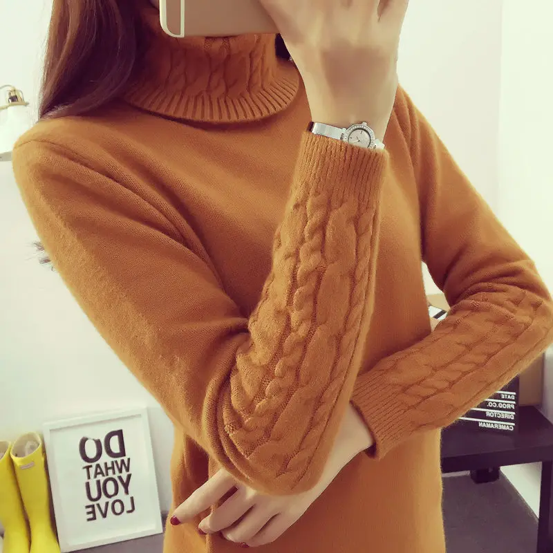 

New Fashion Women Long Sleeve turtleneck Cashmere sweaters And Pullovers female lover oversized pull Femme winter sweaters W871
