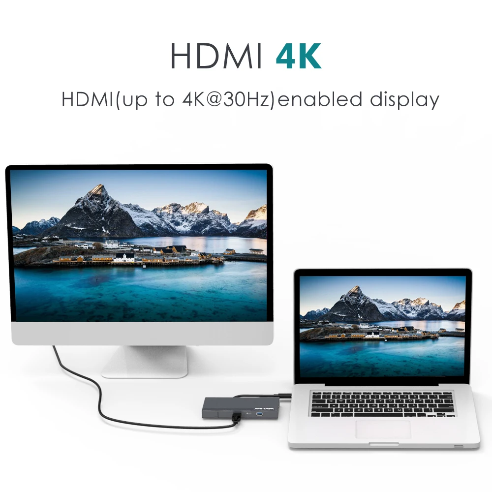 Wavlink Супер Скоростной USB C концентратор с 4K@ 30Hz HDMI кард-ридер USB 3,0 хаб гигабит Ethernet 4K HD Выход 1080P зеркало расширенный экран