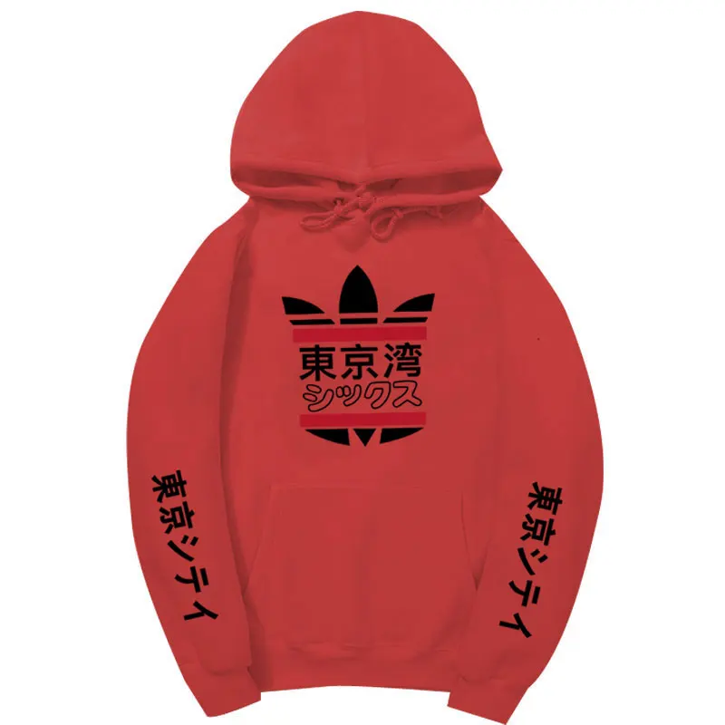 Модная Японская уличная одежда, толстовка с капюшоном в стиле «Токийский залив», разноцветные мужские и женские толстовки с капюшоном в стиле Харадзюку, пуловер, sudadera hombre - Цвет: Red MS429