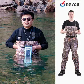 Camo Chest Wader Breathable Waist Belt+Pocket Type Fishing Waders Overalls