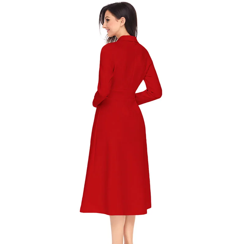 Red-Vintage-Button-Collared-Fit-and-flare-Dress-LC61803-3-2